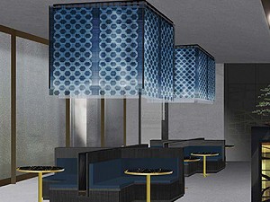 Project for hotel lighting using Ikat design on Rice Paper Silk